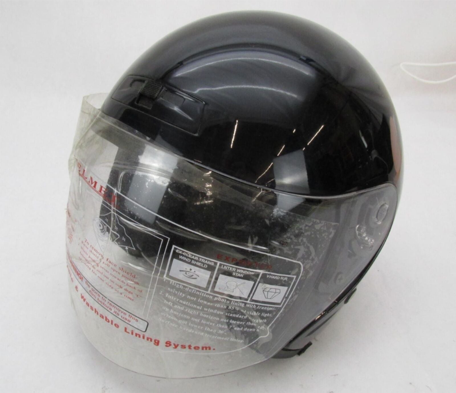 HCI Black Motorcycle Open Face Half Helmet Size Small S