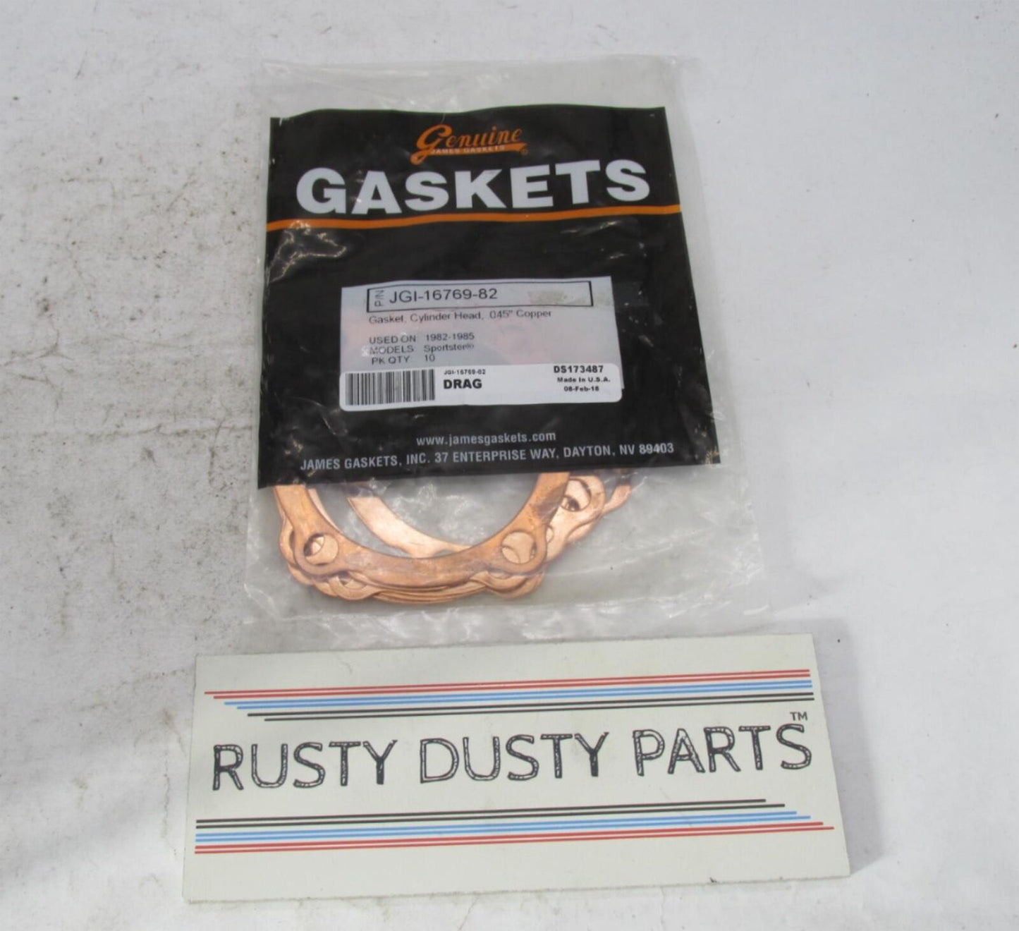 Lot of 8 Harley Davidson James Gaskets Copper Cylinder Head Gaskets JGI-16769-82