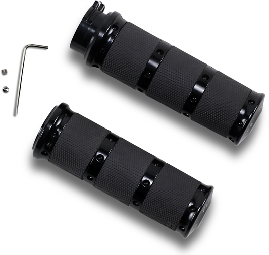 Performance Machine Contour XL Handlebar Grip Set Black Dual Cable 0063-2010-B