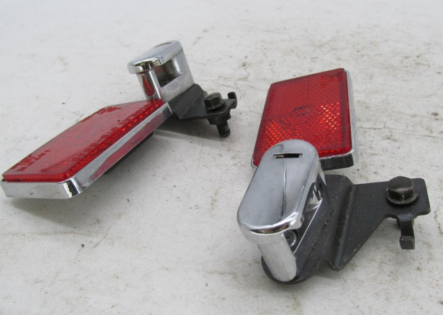 Pair of Stanley Red Reflectors with Bracket and Helmet Locks 0445