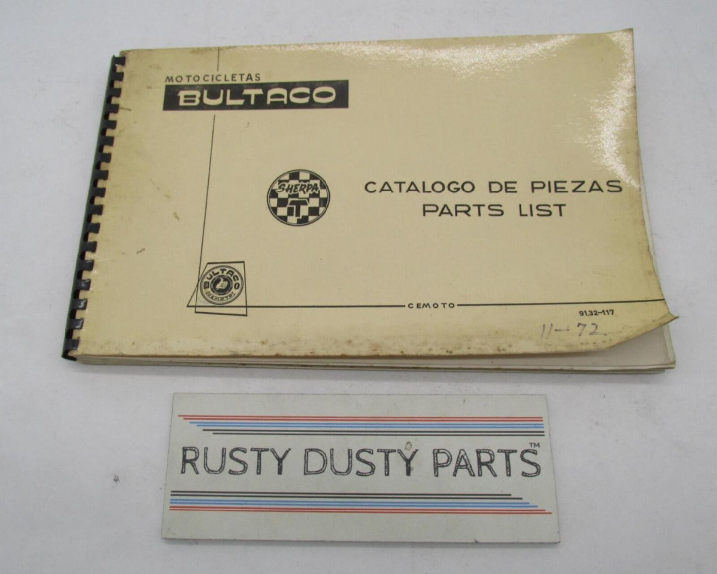 Bultaco Original Factory 1972 Sherpa T Parts Catalog List Manual 91.32-117