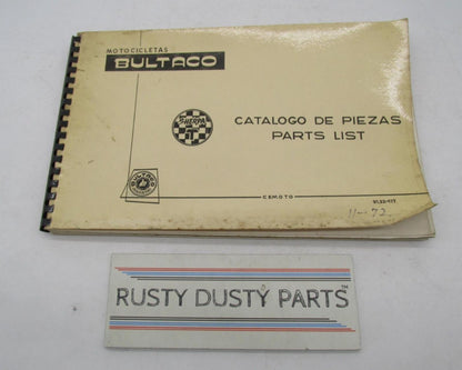 Bultaco Original Factory 1972 Sherpa T Parts Catalog List Manual 91.32-117