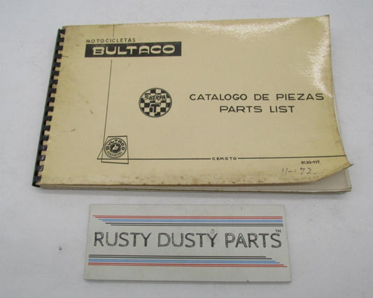 Bultaco Original Factory 1972 Sherpa T Parts Catalog List Manual 91.32-117