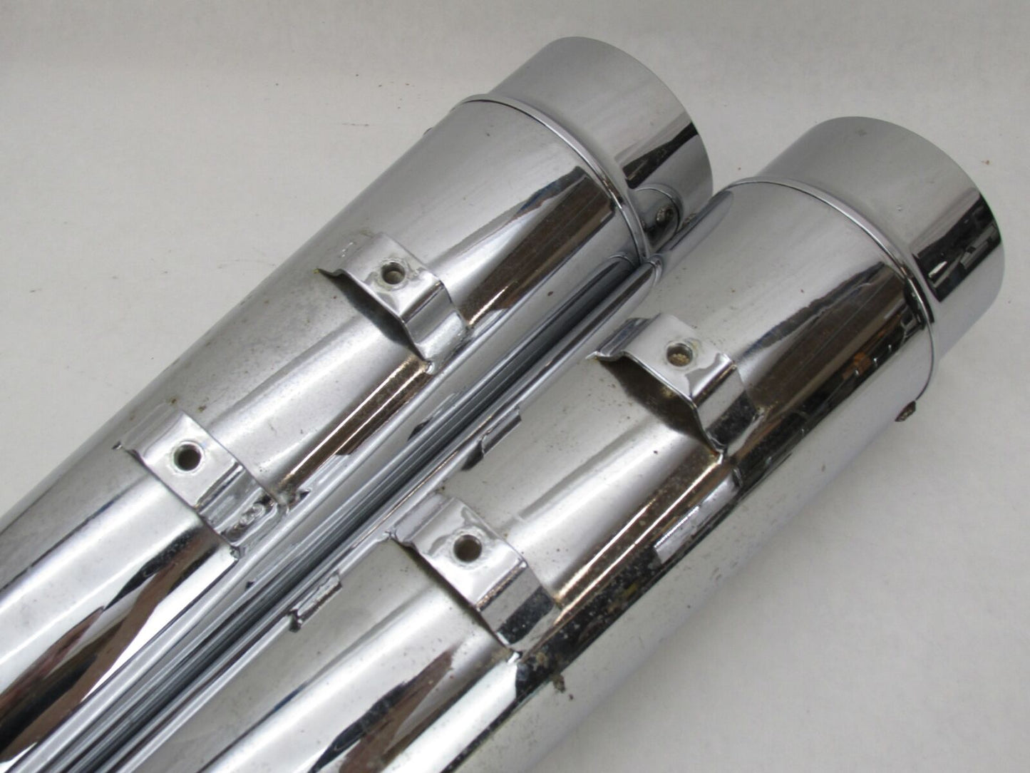 Set of V-Twin Chrome Wyatt Gatling Harley Megaphone Slip On Mufflers 30-0939