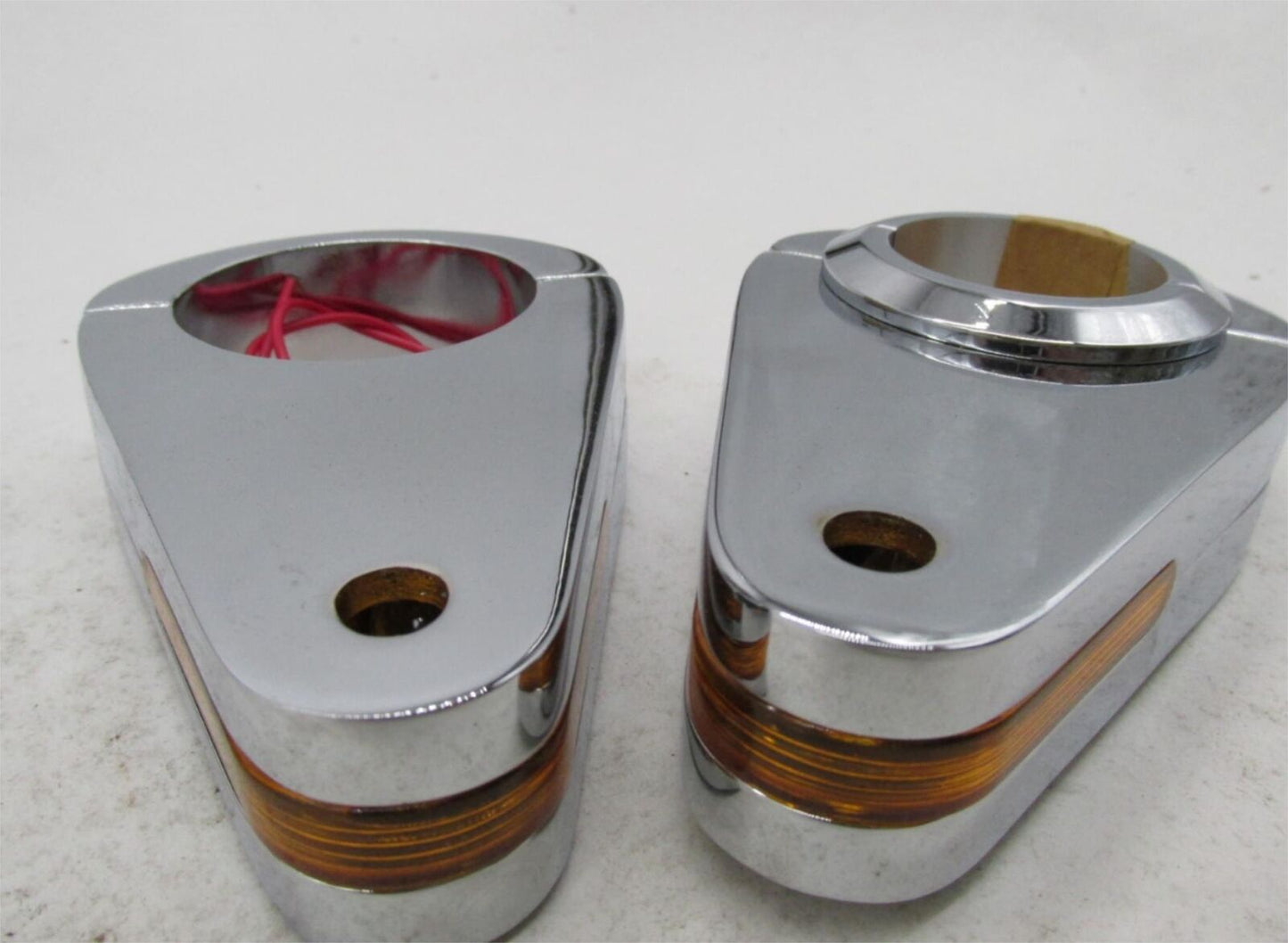 Pair of Highway Hawk Motorcycle 56MM Chrome Fork Leg Spotlight Brackets 68-612