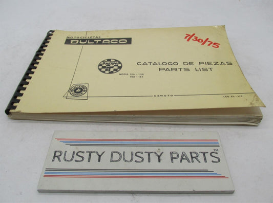Bultaco Original 1975 Sherpa T Motorcycle Catalog Parts List 150.32-117