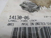 Harley Davidson Genuine NOS Fork Lock Label Decal 14130-06