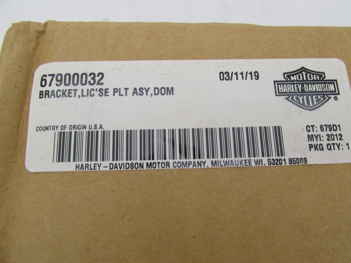 Harley Genuine NOS Night Rod License Plate Holder Bracket Assembly 67900032
