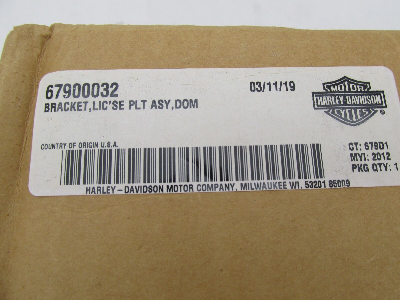 Harley Genuine NOS Night Rod License Plate Holder Bracket Assembly 67900032