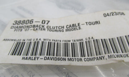 Harley NOS 2007 + Touring Stainless Steel Diamondback Clutch Cable 38806-07