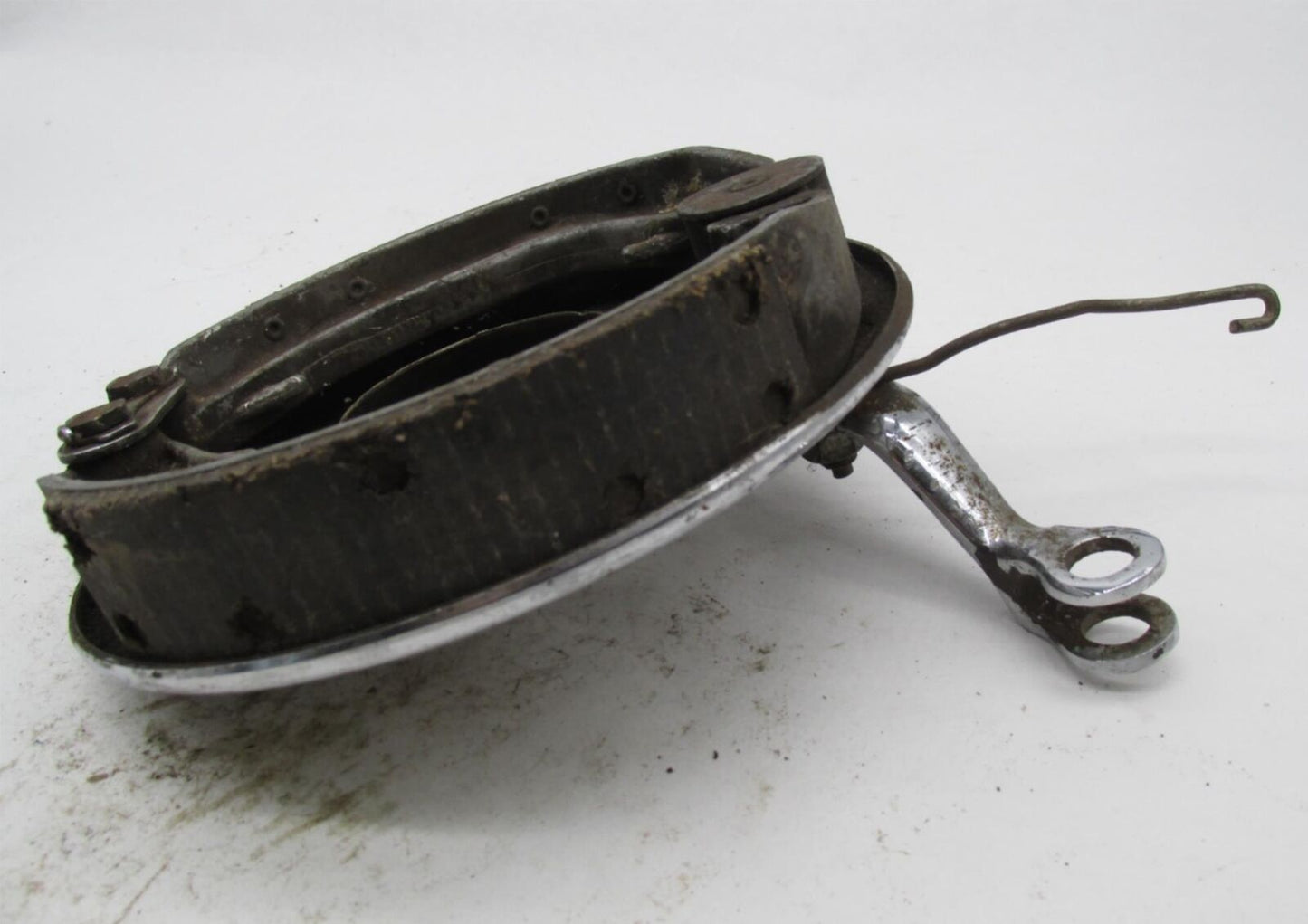 Vintage BSA Late A10 Early A65 Motorcycle Drum Brake Assembly w/ Shoes Plate