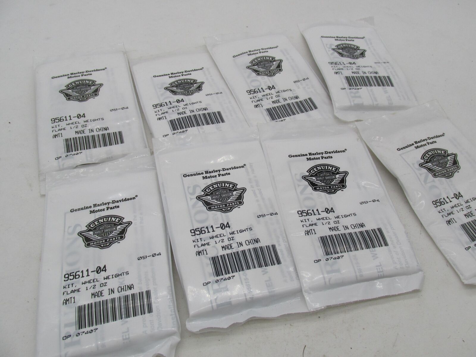 Lot of 8 Harley Davidson Genuine NOS Wheel Weights Flame Kit 95611-04