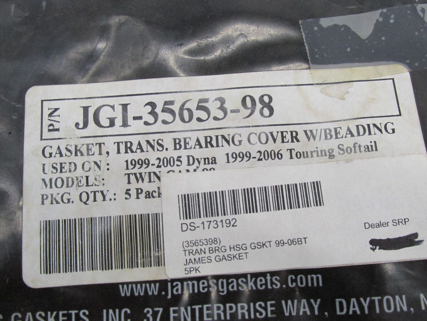 Lot of 2 Harley James Transmission Bearing Housing Gaskets JGI-35653-98