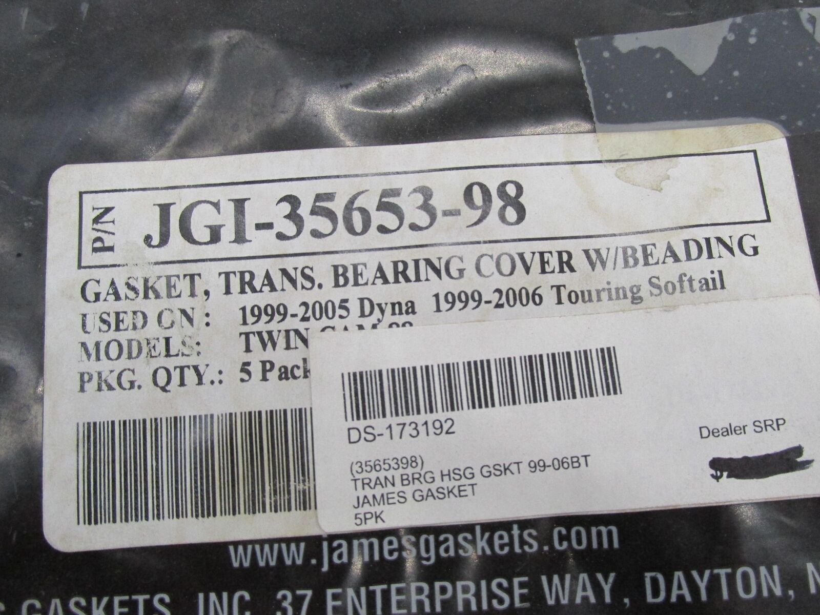 Lot of 2 Harley James Transmission Bearing Housing Gaskets JGI-35653-98