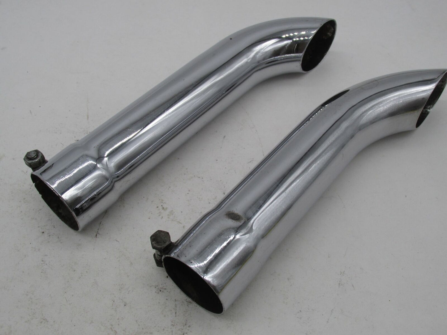 Pair of Vintage Triumph BSA Bates Genuine 10" Long Turn Out Exhaust Tips