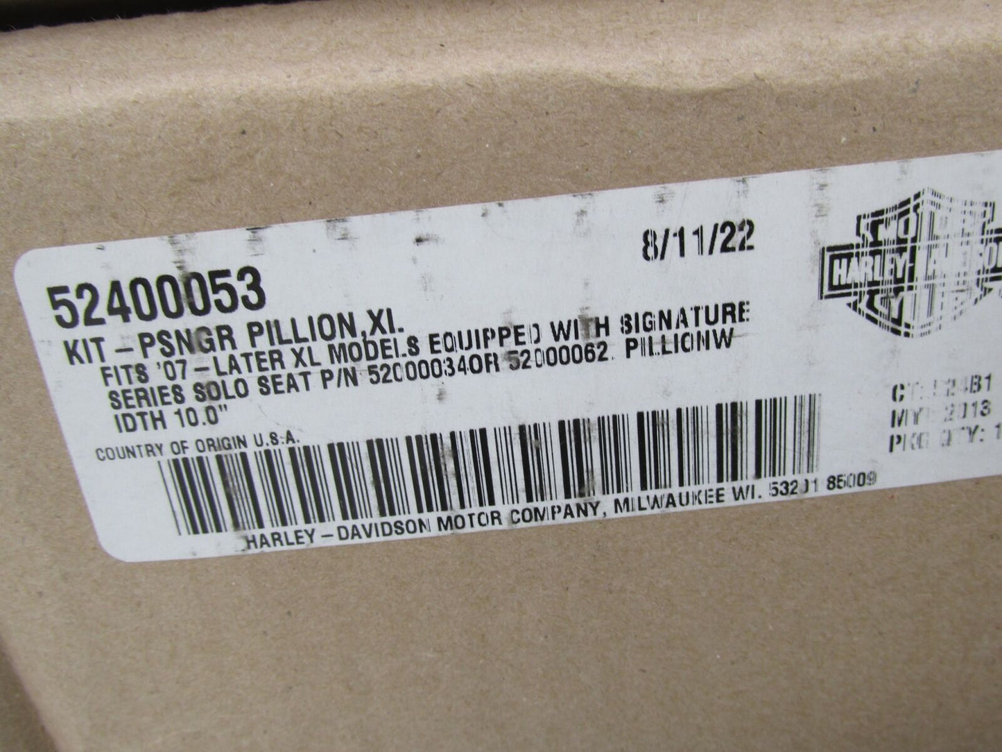 Harley-Davidson Genuine NOS 2007+ Sportster Black Passenger Pillion Kit 52400053