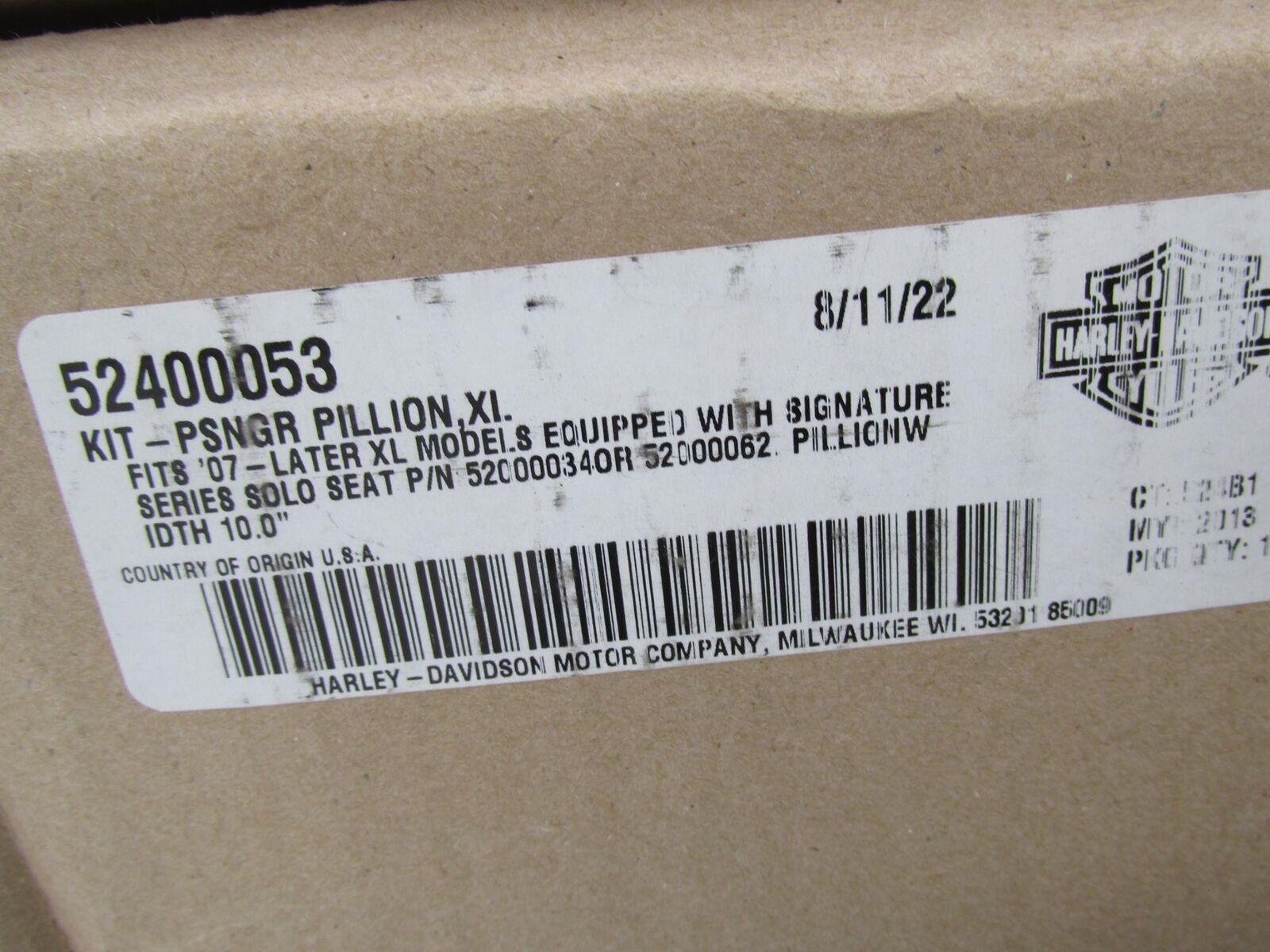 Harley-Davidson Genuine NOS 2007+ Sportster Black Passenger Pillion Kit 52400053