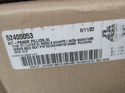 Harley-Davidson Genuine NOS 2007+ Sportster Black Passenger Pillion Kit 52400053