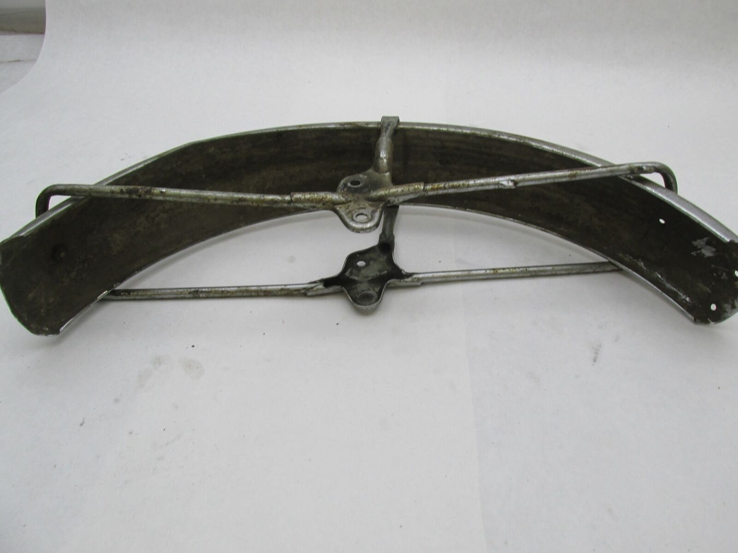 Vintage 4" wide Harley Triumph BSA Norton Chrome Patina Front Fender w/ Braces