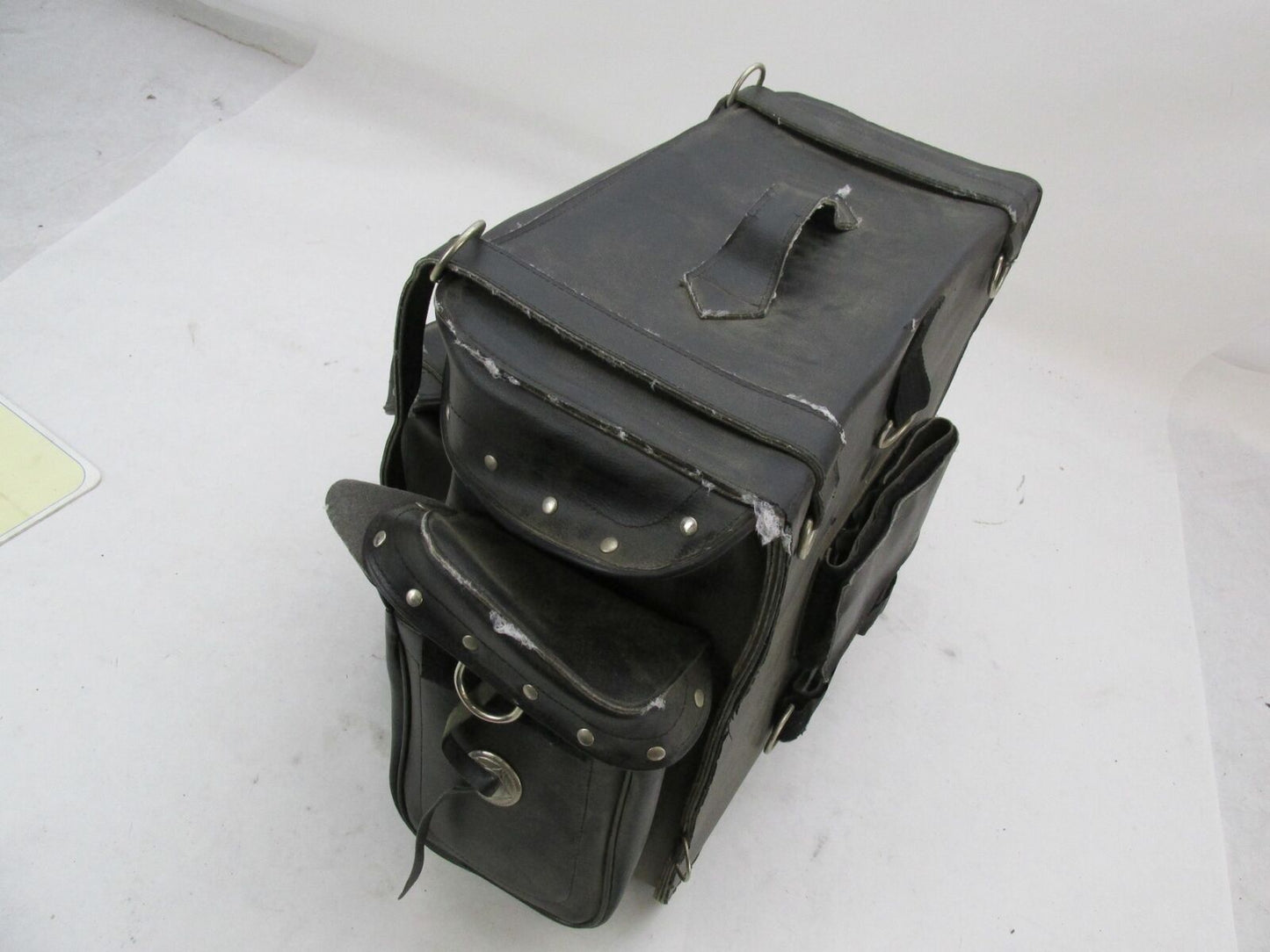 Harley Davidson Black Synthetic Leather Studded Sissy Bar Backrest Touring Bag