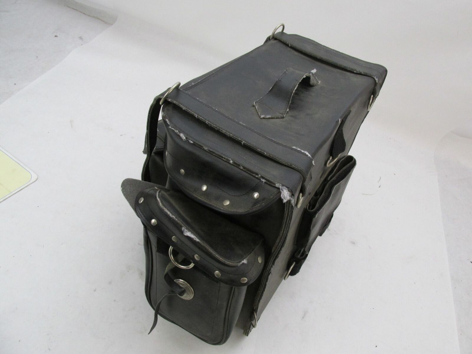 Harley Davidson Black Synthetic Leather Studded Sissy Bar Backrest Touring Bag