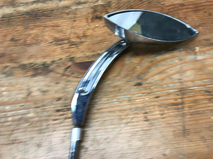 Harley Right side Mirror Custom Chrome Grooved Stem Crescent Style Cho