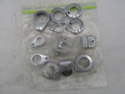 Large Mixed Lot of Harley Davidson Chrome Handlebar Cable Hose Brake Line Clamps