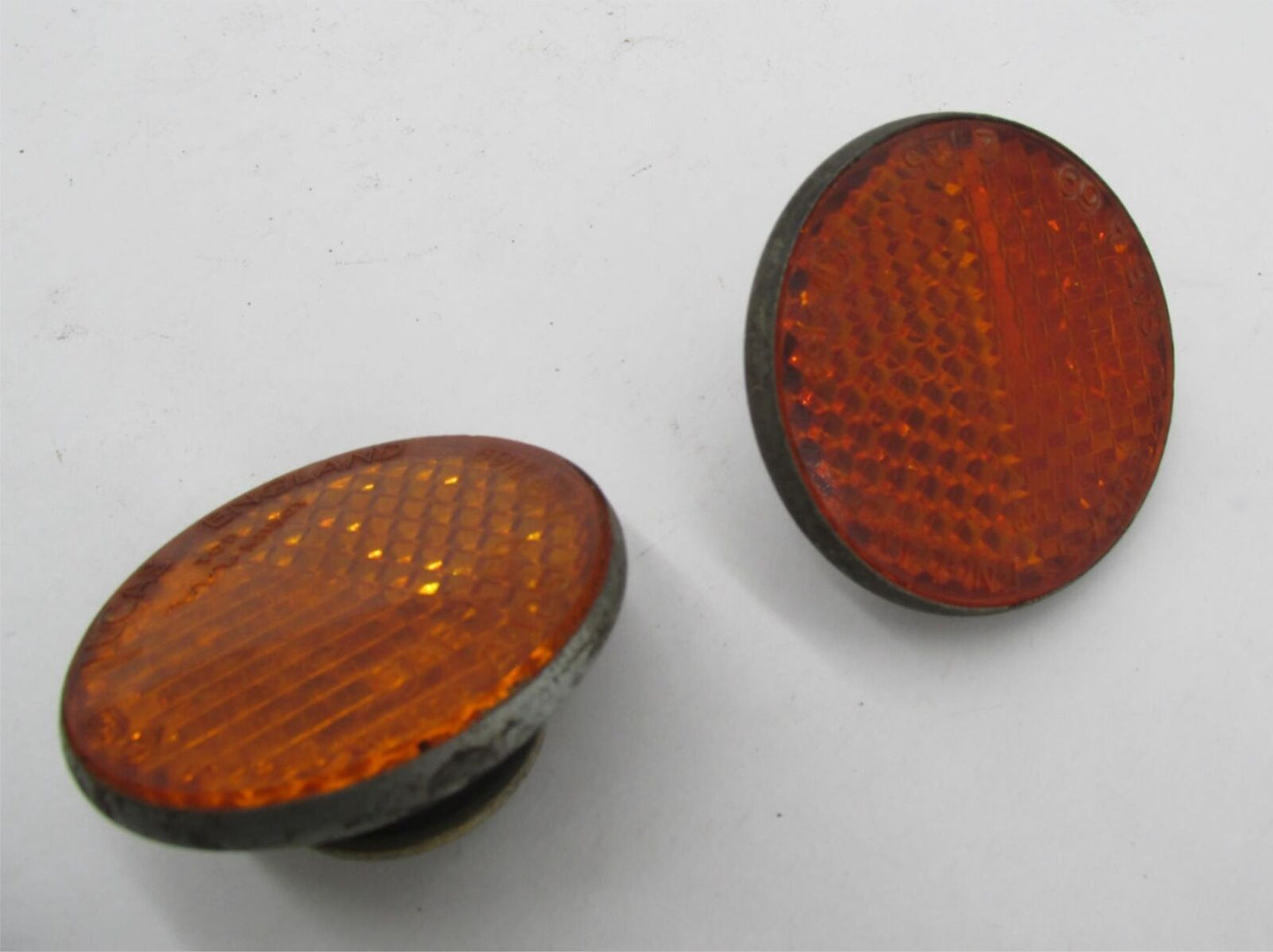 Pair of Vintage Original Lucas 1971 Amber Reflectors BSA Triumph RER-14