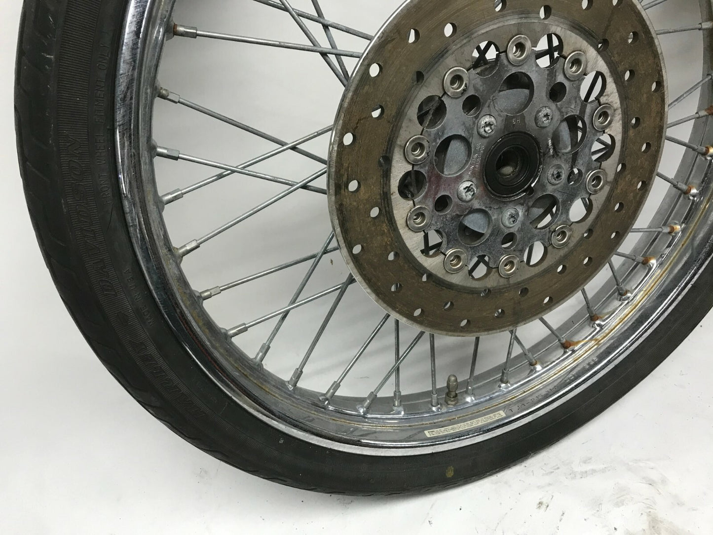 Harley Dyna 21in Front Wheel Rim T21-2.15 TLA w/ Tire & Rotor 44138-95