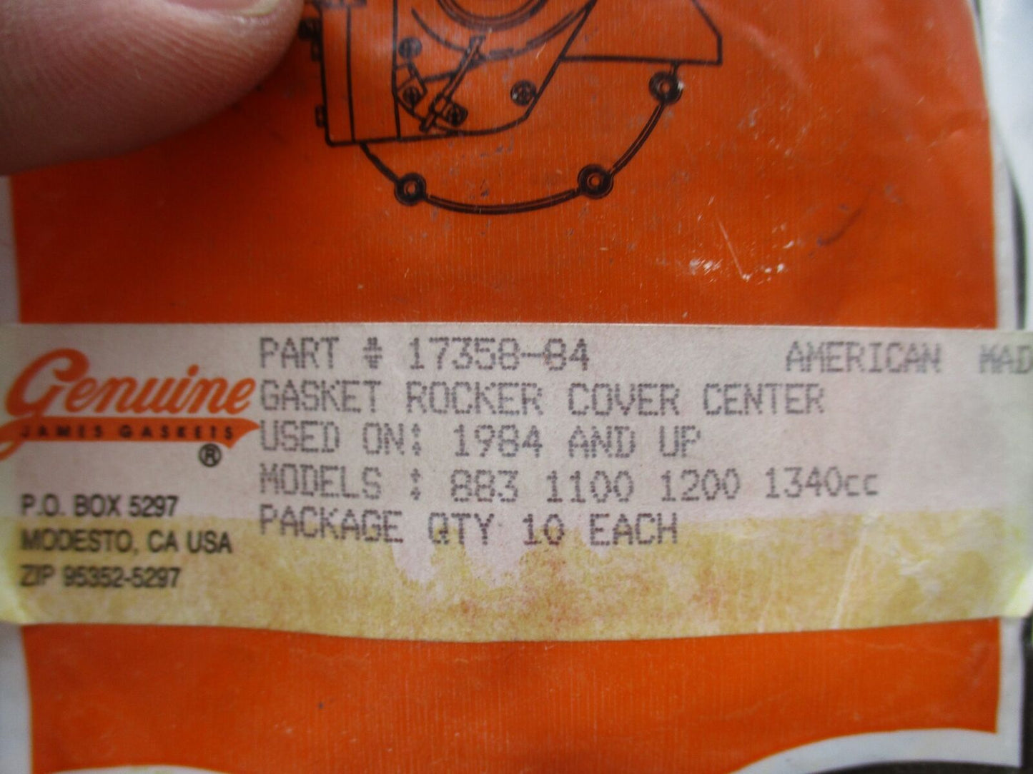 Pack of 10 Harley Davidson James Gasket Inner Rocker Cover Gaskets 17358-84
