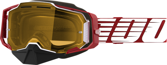 100% Armega Snow Goggles Oversized Red - Yellow 50007-00006