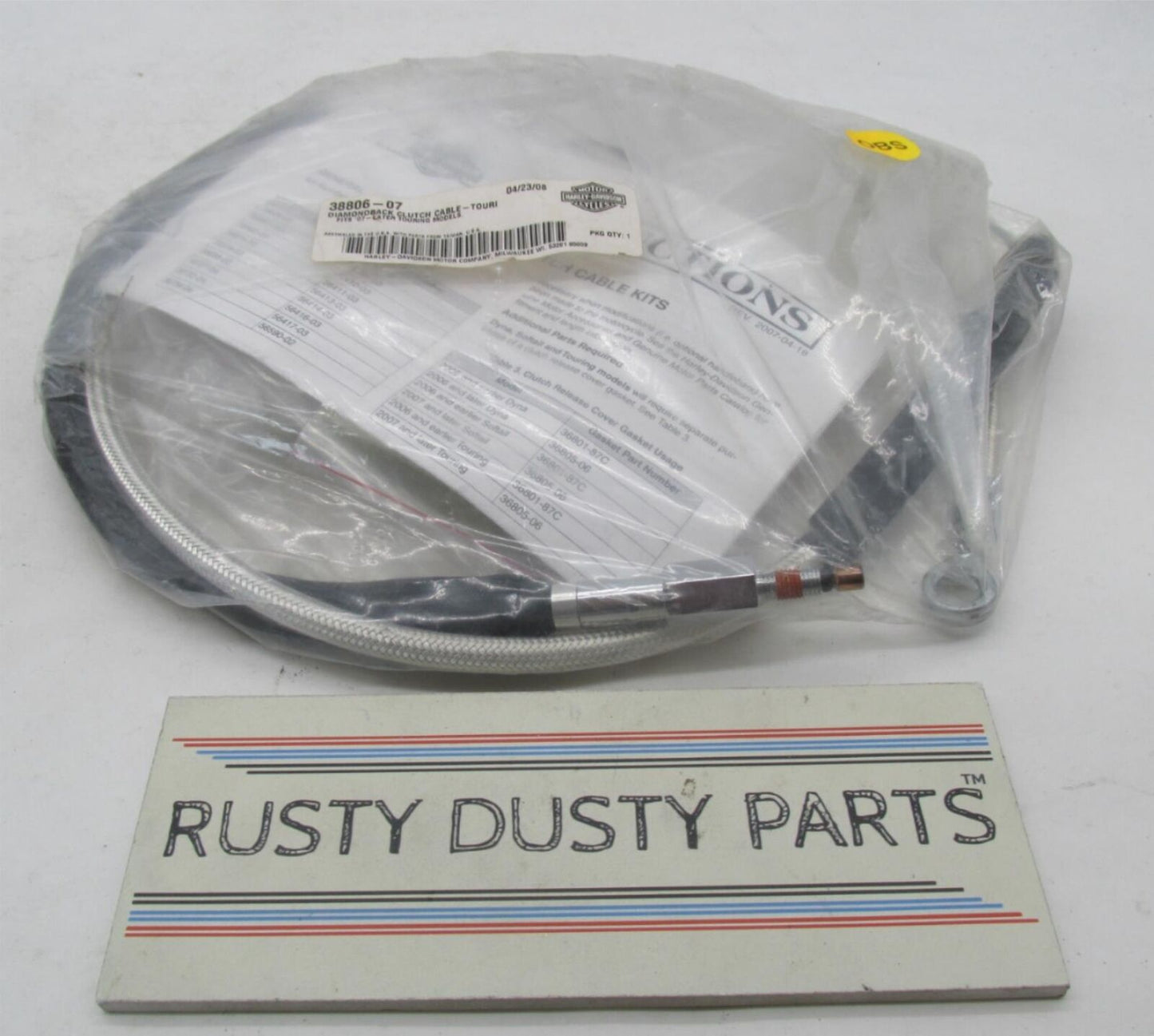 Harley NOS 2007 + Touring Stainless Steel Diamondback Clutch Cable 38806-07