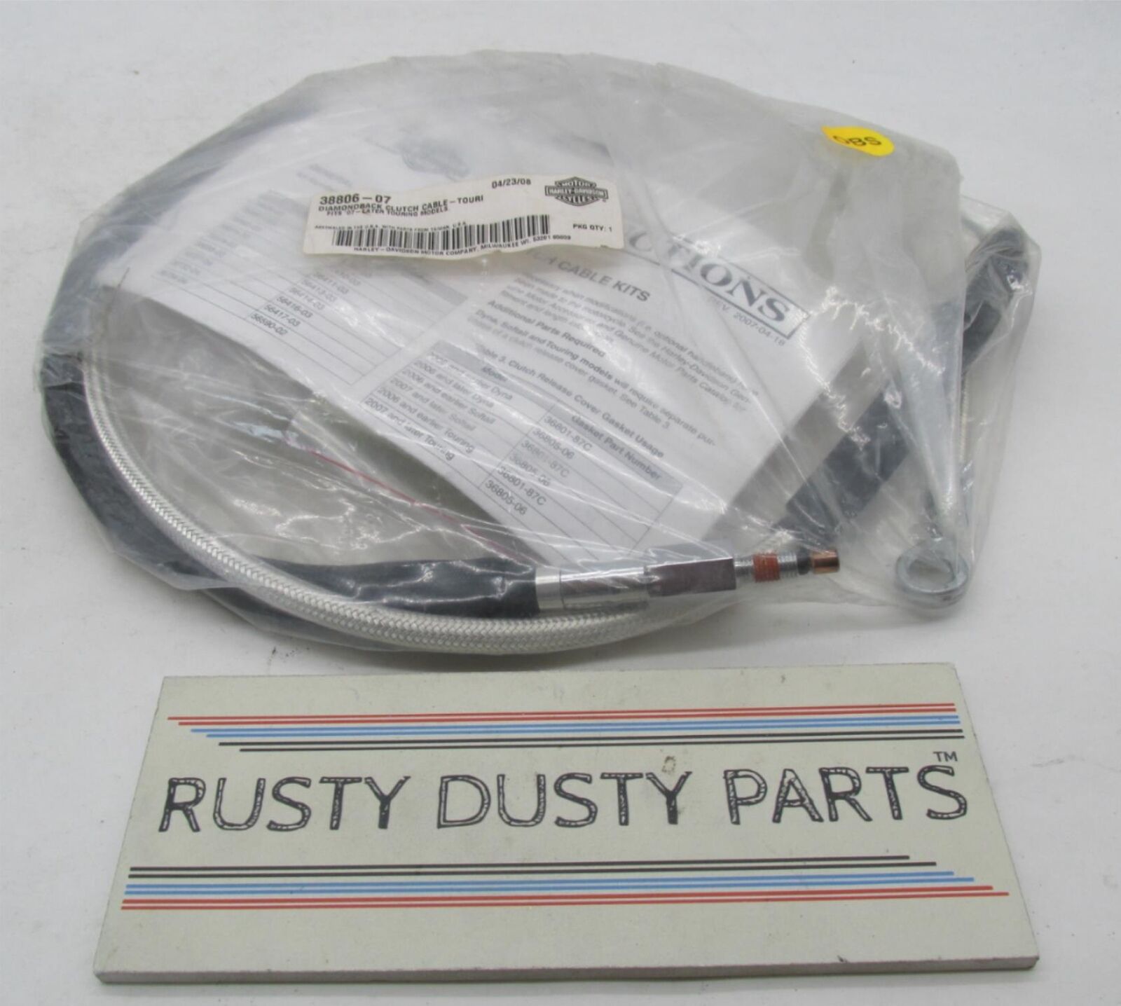 Harley NOS 2007 + Touring Stainless Steel Diamondback Clutch Cable 38806-07