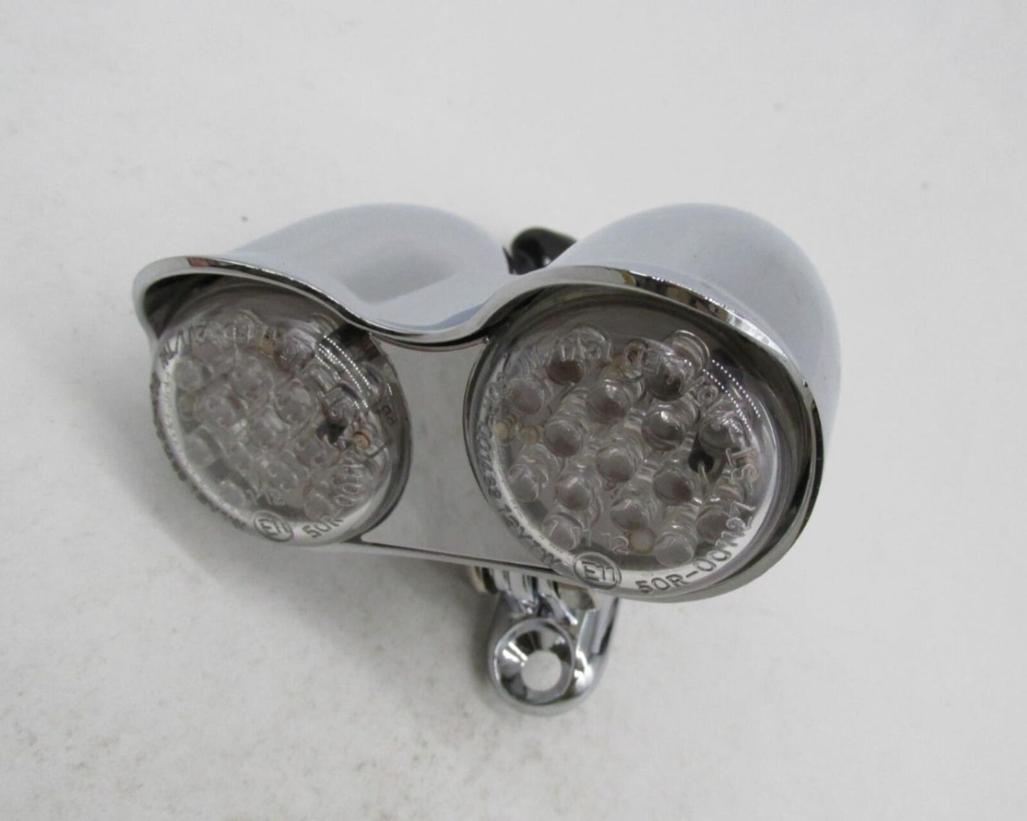 V-Twin Universal Motorcycle Harley Chrome Hi-Glide Amber Dual LED Light 33-0060