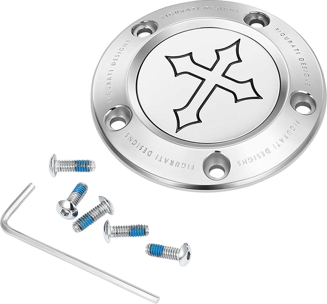 FIGURATI DESIGNS Timing Cover 5 Hole Stainless Steel Cross FD41-TC-5H-SS