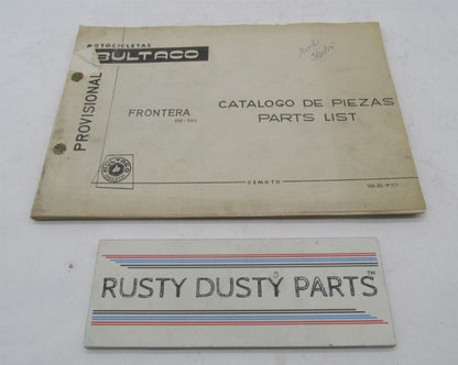 Bultaco Original Provisional Frontera 250-360cc Parts Catalog List 143.32-P117