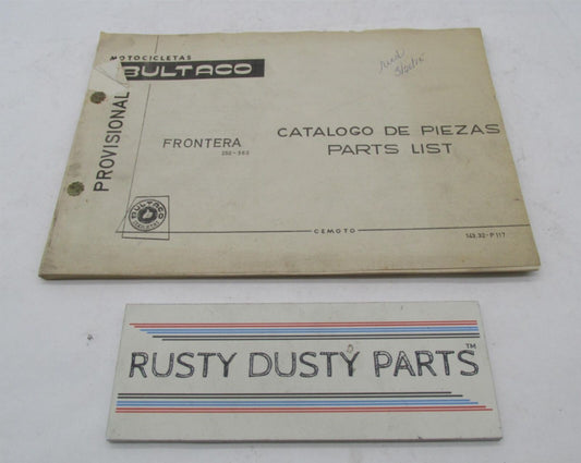 Bultaco Original Provisional Frontera 250-360cc Parts Catalog List 143.32-P117