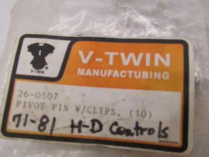 Lot of 7 Harley V-Twin 71-81 Hand Controls Lever Pivot Pin with Clips 26-0507