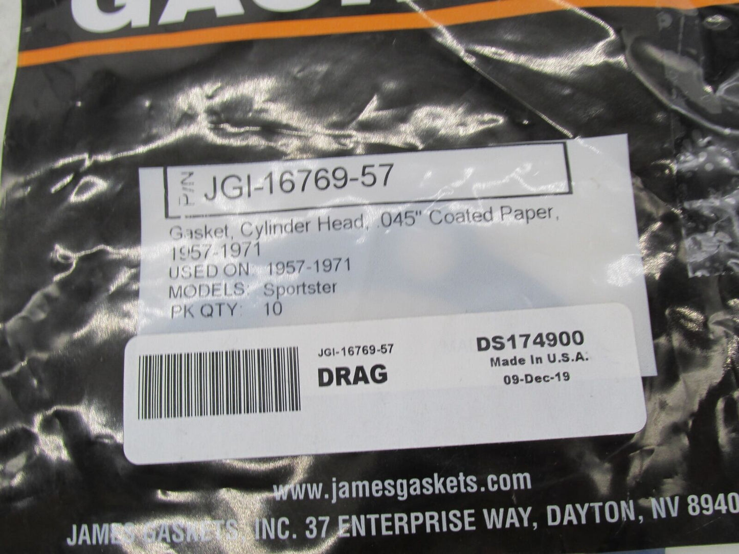 Harley Davidson James 1957-71 Sportster Cylinder Head Gasket JGI-16769-57
