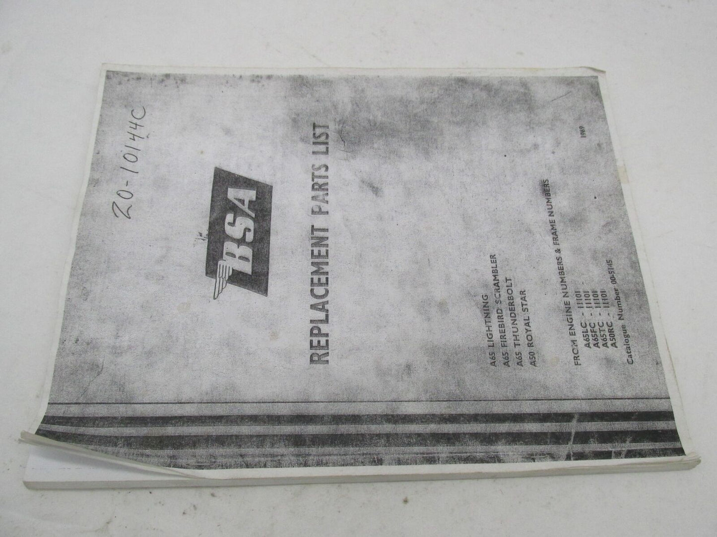 Photocopied BSA Replacement Motorcycle Parts List A65 A50 00-5145