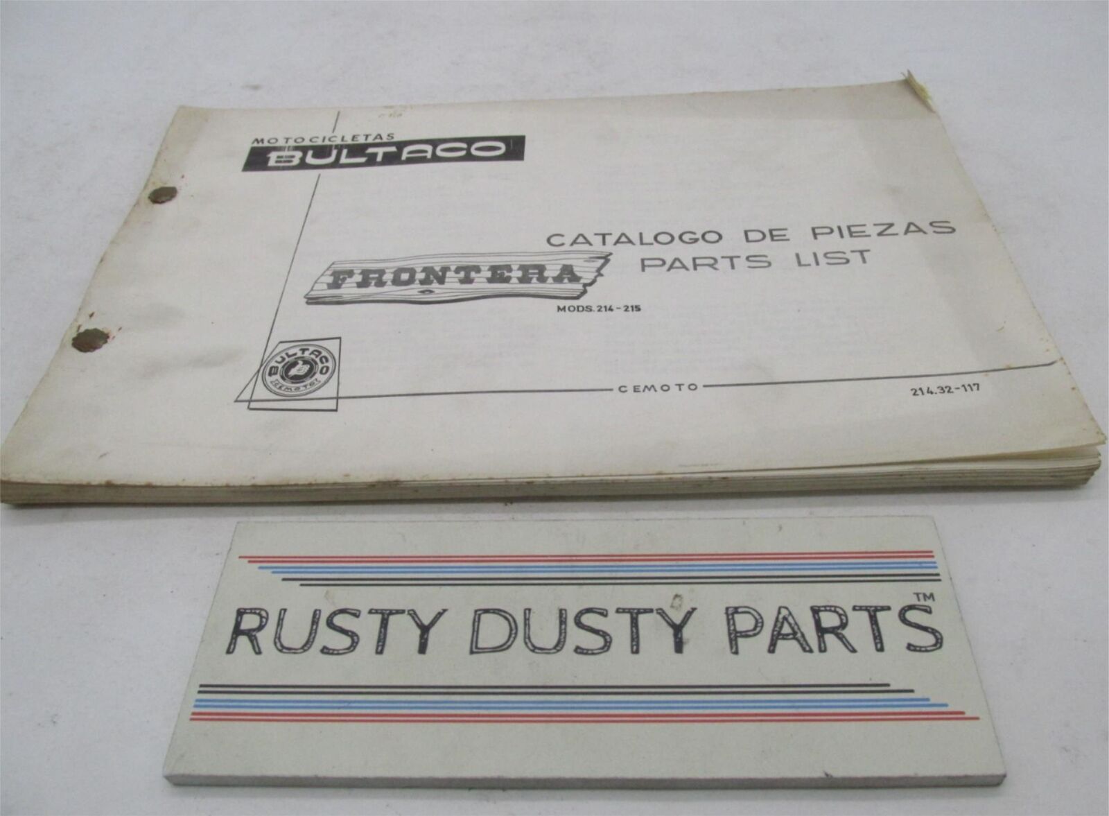 Bultaco Factory 1978 Frontera 214-215 Motorcycle Catalog Parts List Book