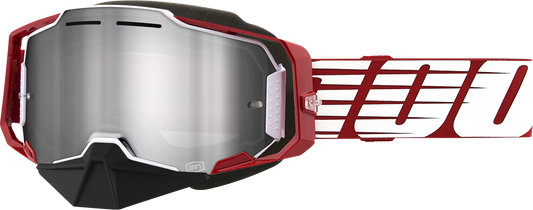 100% Armega Snow Goggles Oversized Red - Silver Mirror 50008-00006