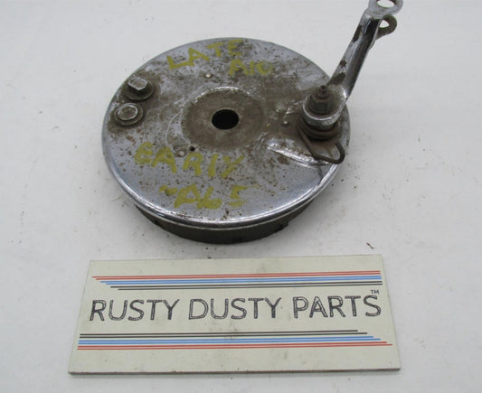 Vintage BSA Late A10 Early A65 Motorcycle Drum Brake Assembly w/ Shoes Plate