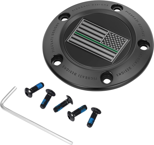 FIGURATI DESIGNS Timing Cover 5 Hole Green Line - Black American FD72-TC-5H-BLK