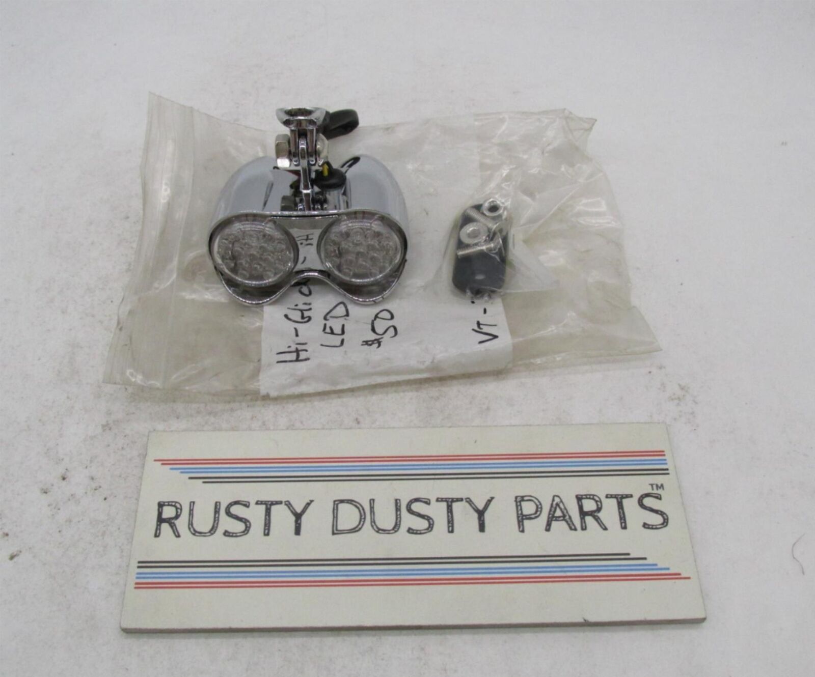 V-Twin Universal Motorcycle Harley Chrome Hi-Glide Amber Dual LED Light 33-0060