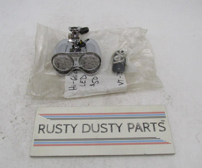 V-Twin Universal Motorcycle Harley Chrome Hi-Glide Amber Dual LED Light 33-0060