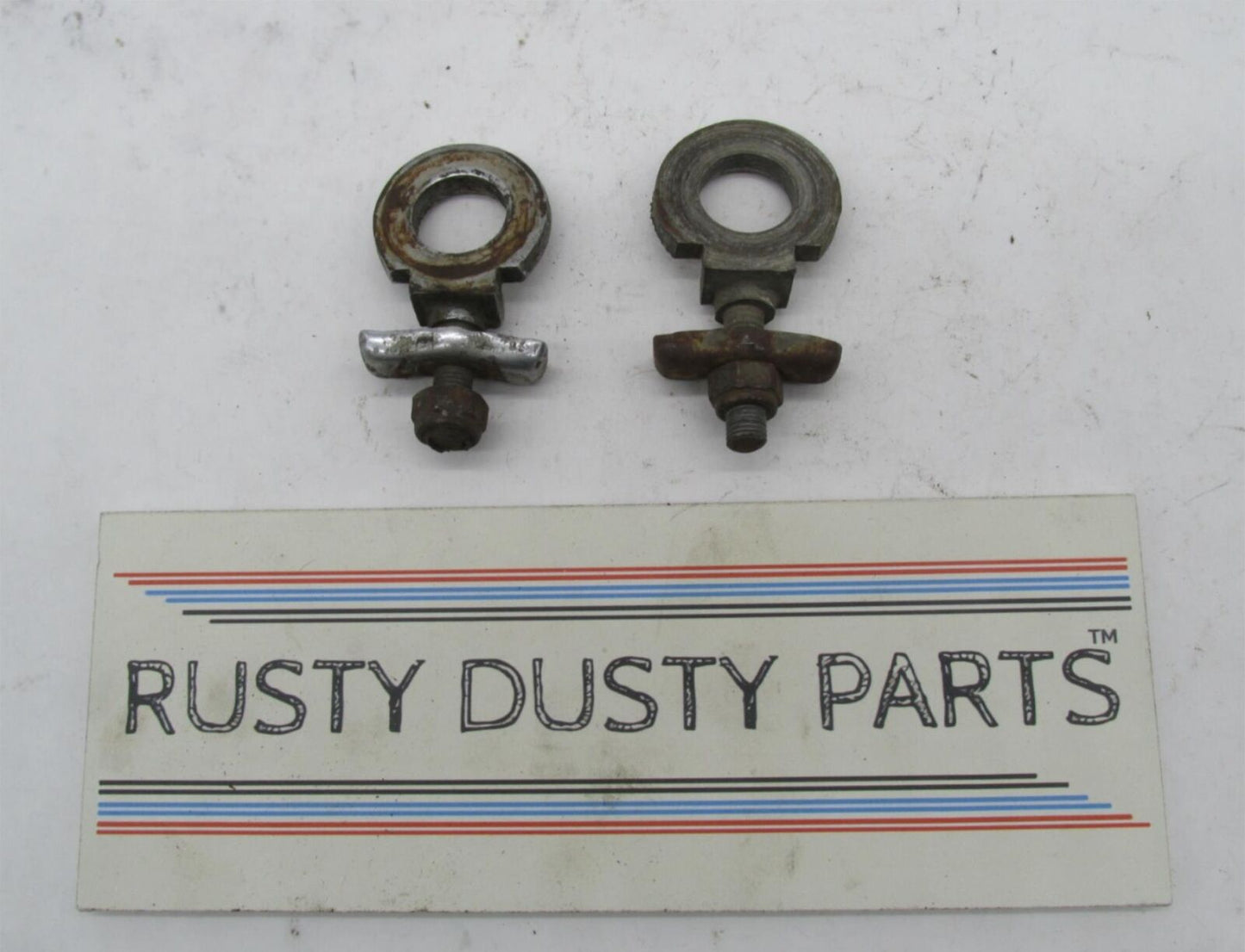 Pair Triumph 1954-73 650 6T T110 T120 TR6 Rear Axle Chain Tensioner Adjusters