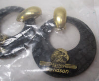 Harley-Davidson HD Leather Eagle Gold Color Earrings Jewelry