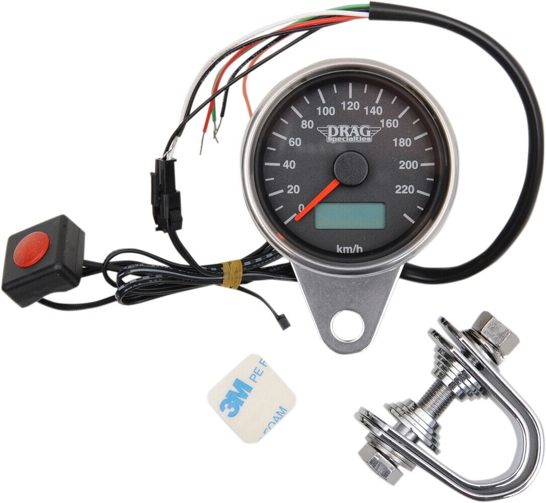 Drag Specialties 220 KM/H Programmable Mini Electronic Speedometers 2210-0326