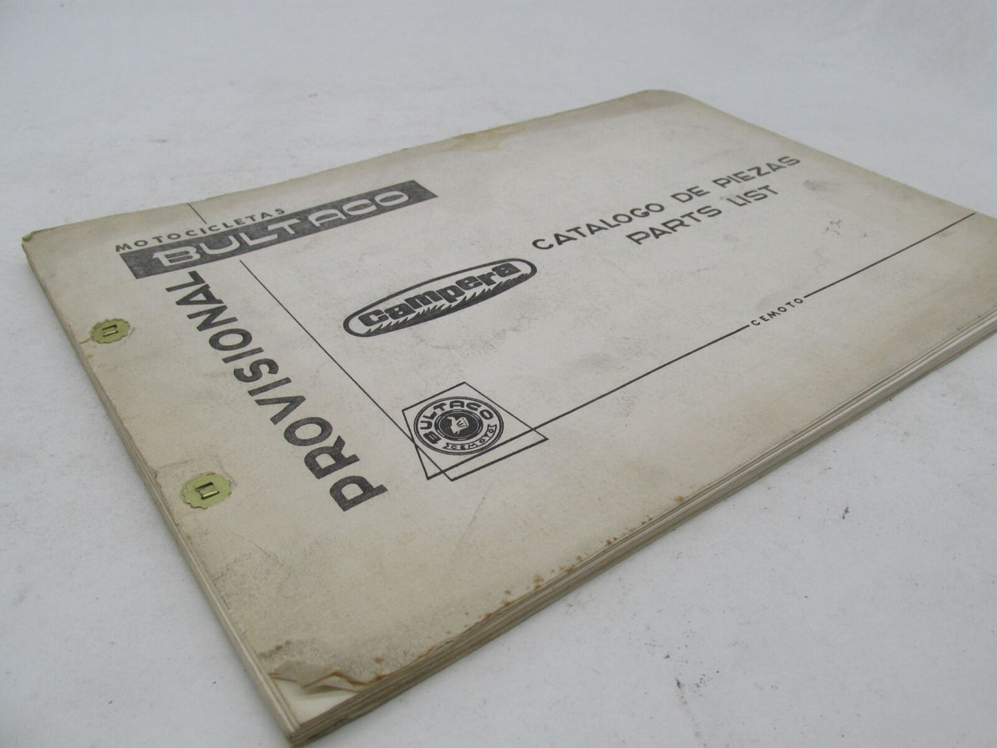 Bultaco Original Factory Provisional Campera Motorcycle Parts List Catalog